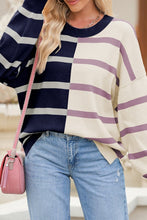 Load image into Gallery viewer, Striped Colorblock Drop Shoulder Sweater