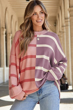 Load image into Gallery viewer, Striped Colorblock Drop Shoulder Sweater