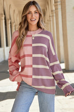 Load image into Gallery viewer, Striped Colorblock Drop Shoulder Sweater