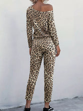 Load image into Gallery viewer, Leopard Print One-Shoulder Top and Pants Set