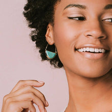 Load image into Gallery viewer, Blue Howlite Stone Prism Hoop Earrings