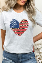 Load image into Gallery viewer, American Flag Leopard Heart Patriotic Graphic Tee