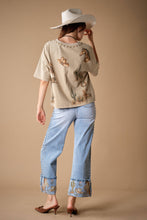 Load image into Gallery viewer, Western Embroidered Cuff Jeans with Stretch