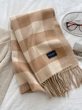 Load image into Gallery viewer, Plaid Tassel Winter Scarf