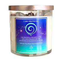 Load image into Gallery viewer, I Am Grateful Crystal Affirmation Candle