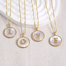 Load image into Gallery viewer, Gold Shell Initial Pendant Charm Collection