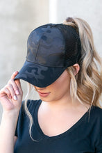 Load image into Gallery viewer, Camo Messy Bun Cap