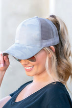 Load image into Gallery viewer, Camo Messy Bun Cap