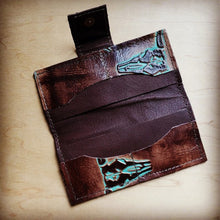 Load image into Gallery viewer, Embossed Leather Wallet In Turquoise Steer