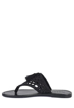Load image into Gallery viewer, BEECH HANDWOVEN NATURAL SUEDE TASSEL THONG FLATS