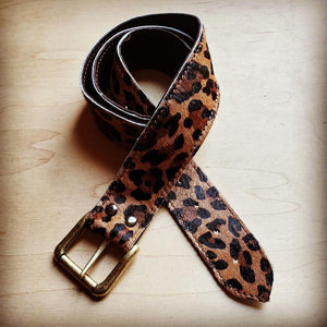 Leopard Leather Belt w Belt Buckle 50