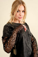 Load image into Gallery viewer, Star Printed Shoulder Sequin SLV Top