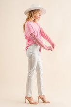 Load image into Gallery viewer, Star Printed Shoulder Sequin SLV Top