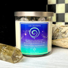Load image into Gallery viewer, I Am Grateful Crystal Affirmation Candle