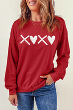 Load image into Gallery viewer, Red Puff XOXO Print Valentines Heart Sweatshirt