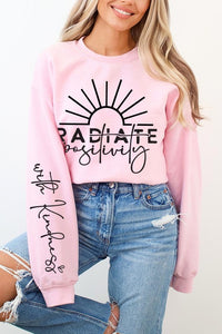 Radiate Positivity Graphic Fleece Sweatshirts