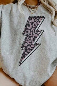 LEOPARD LIGHTNIGN OVERSIZED GRAPHIC SWEATSHIRT