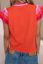 Load image into Gallery viewer, Knitted Contrast Sleeve Round Neck Tee