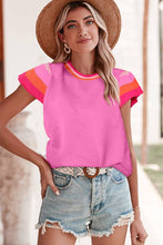 Load image into Gallery viewer, Knitted Contrast Sleeve Round Neck Tee
