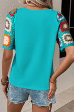 Load image into Gallery viewer, Floral Crochet Short Sleeve Top