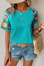 Load image into Gallery viewer, Floral Crochet Short Sleeve Top