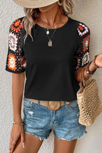 Load image into Gallery viewer, Floral Crochet Short Sleeve Top