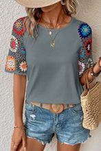 Load image into Gallery viewer, Floral Crochet Short Sleeve Top
