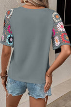 Load image into Gallery viewer, Floral Crochet Short Sleeve Top