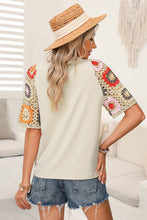 Load image into Gallery viewer, Floral Crochet Sleeve Boho T Shirt