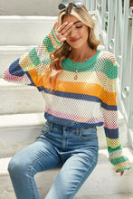 Load image into Gallery viewer, Colorblock Striped Hollow Knitted Top