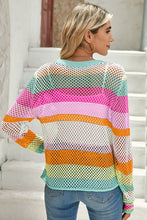 Load image into Gallery viewer, Colorblock Striped Hollow Knitted Top