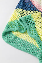 Load image into Gallery viewer, Colorblock Striped Hollow Knitted Top