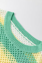 Load image into Gallery viewer, Colorblock Striped Hollow Knitted Top