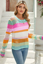 Load image into Gallery viewer, Colorblock Striped Hollow Knitted Top