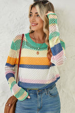 Load image into Gallery viewer, Colorblock Striped Hollow Knitted Top