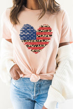 Load image into Gallery viewer, American Flag Leopard Heart Patriotic Graphic Tee