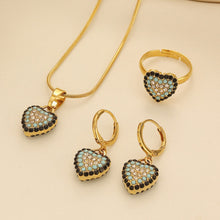Load image into Gallery viewer, Crystal Heart Evil Eye Jewelry Set