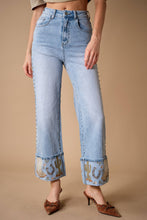 Load image into Gallery viewer, Western Embroidered Cuff Jeans with Stretch