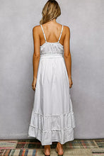 Load image into Gallery viewer, POL Embroidered Detail Tassel Tie Smocked Waist Midi Tiered Cami Dress