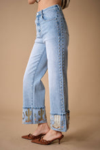 Load image into Gallery viewer, Western Embroidered Cuff Jeans with Stretch