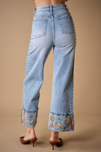 Load image into Gallery viewer, Western Embroidered Cuff Jeans with Stretch