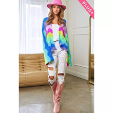 Load image into Gallery viewer, Rainbow Multi Color Wavy Knit Sweater Cardigan S-3X