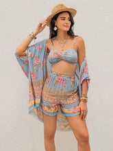 Load image into Gallery viewer, Printed Bra Shorts Cover Up Set - Stylish Three-Piece Swimwear Ensemble