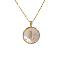 Load image into Gallery viewer, Gold Shell Initial Pendant Charm Collection