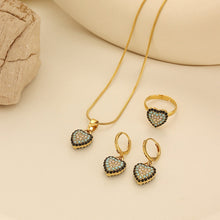 Load image into Gallery viewer, Crystal Heart Evil Eye Jewelry Set