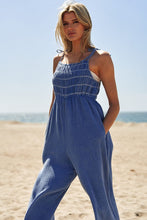 Load image into Gallery viewer, Washed Multi Smocked Detail Tie Straps Jumpsuit