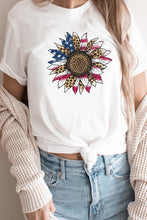 Load image into Gallery viewer, American Flag Sunflower Leopard Print Graphic Tee