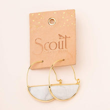 Load image into Gallery viewer, Blue Howlite Stone Prism Hoop Earrings