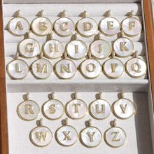 Load image into Gallery viewer, Gold Shell Initial Pendant Charm Collection