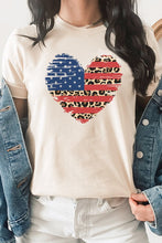 Load image into Gallery viewer, American Flag Leopard Heart Patriotic Graphic Tee